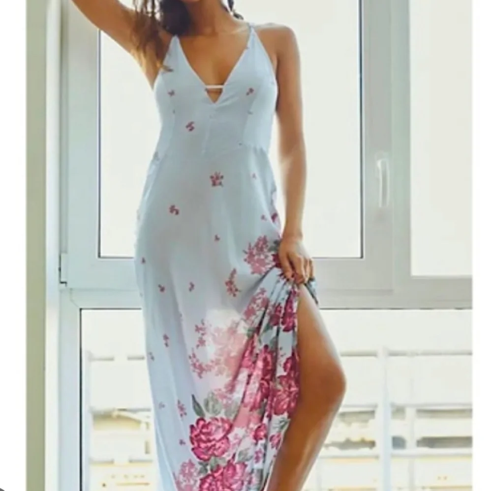Free People Get to You Printed Maxi Dress Hydrangea Combo - Picture 7 of 7